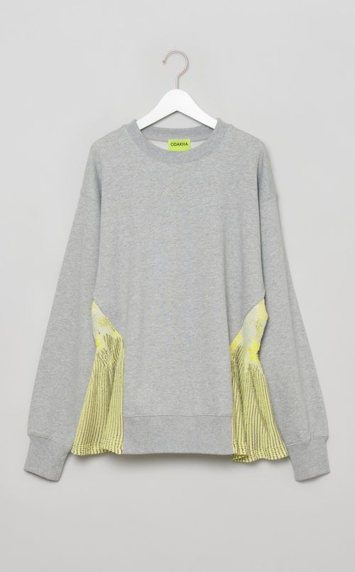 フラワージャガード切替スウェットトップス