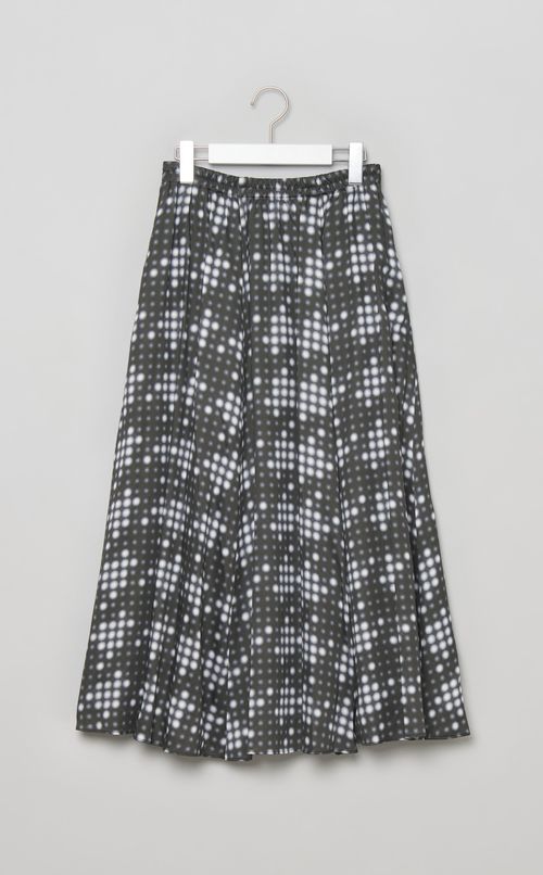 LEDチェックプリントギャザースカー卜