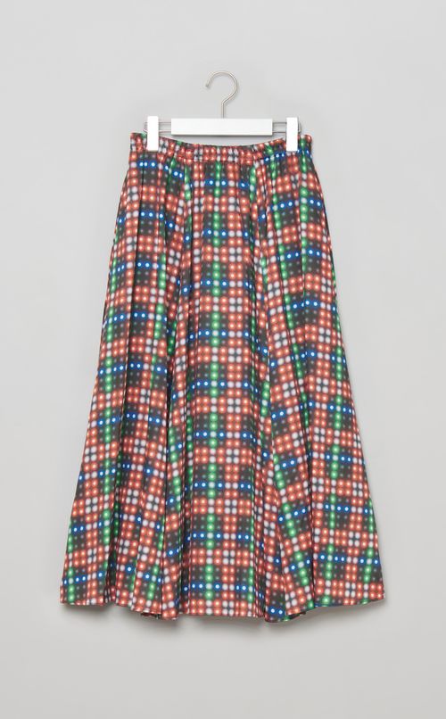 LEDチェックプリントギャザースカー卜