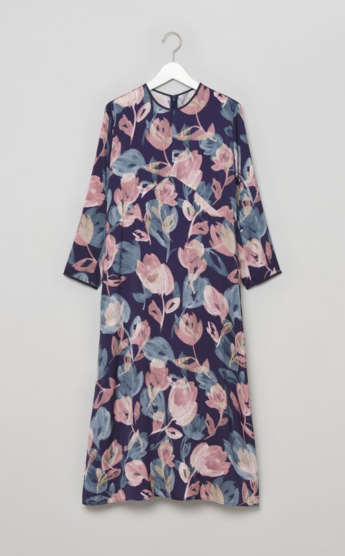 フラワープリントタックワンピース