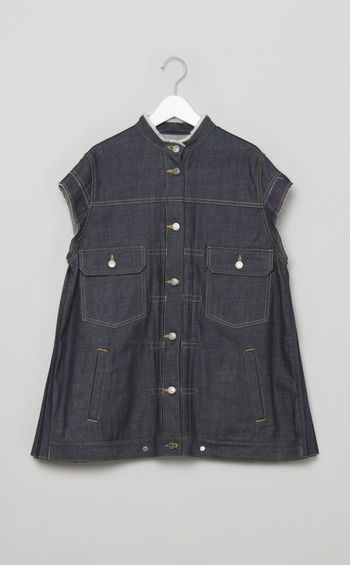 バックプリーツデニムジレ