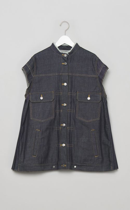 バックプリーツデニムジレ