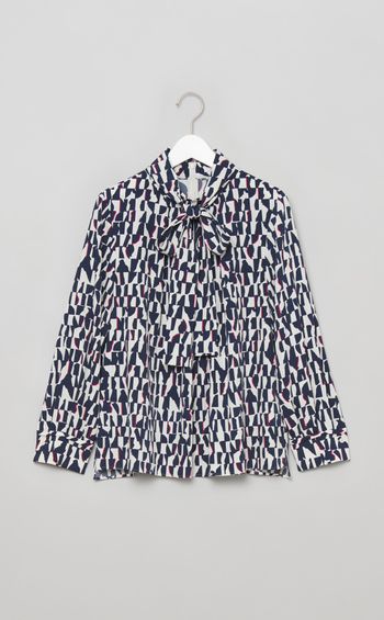 ジノリプリントボウタイブラウス