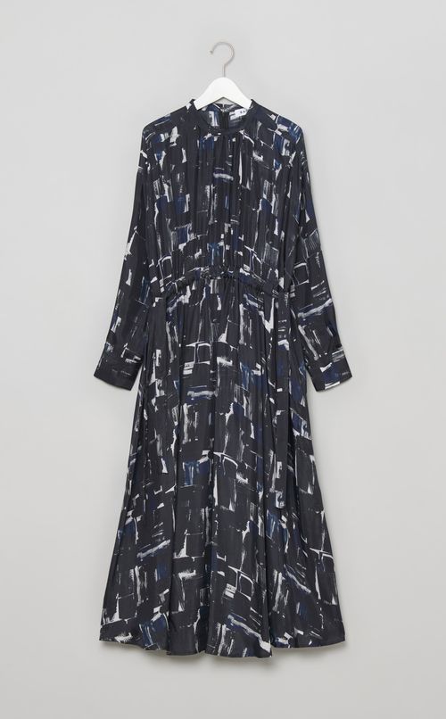 ペインティングプリントギャザードレス