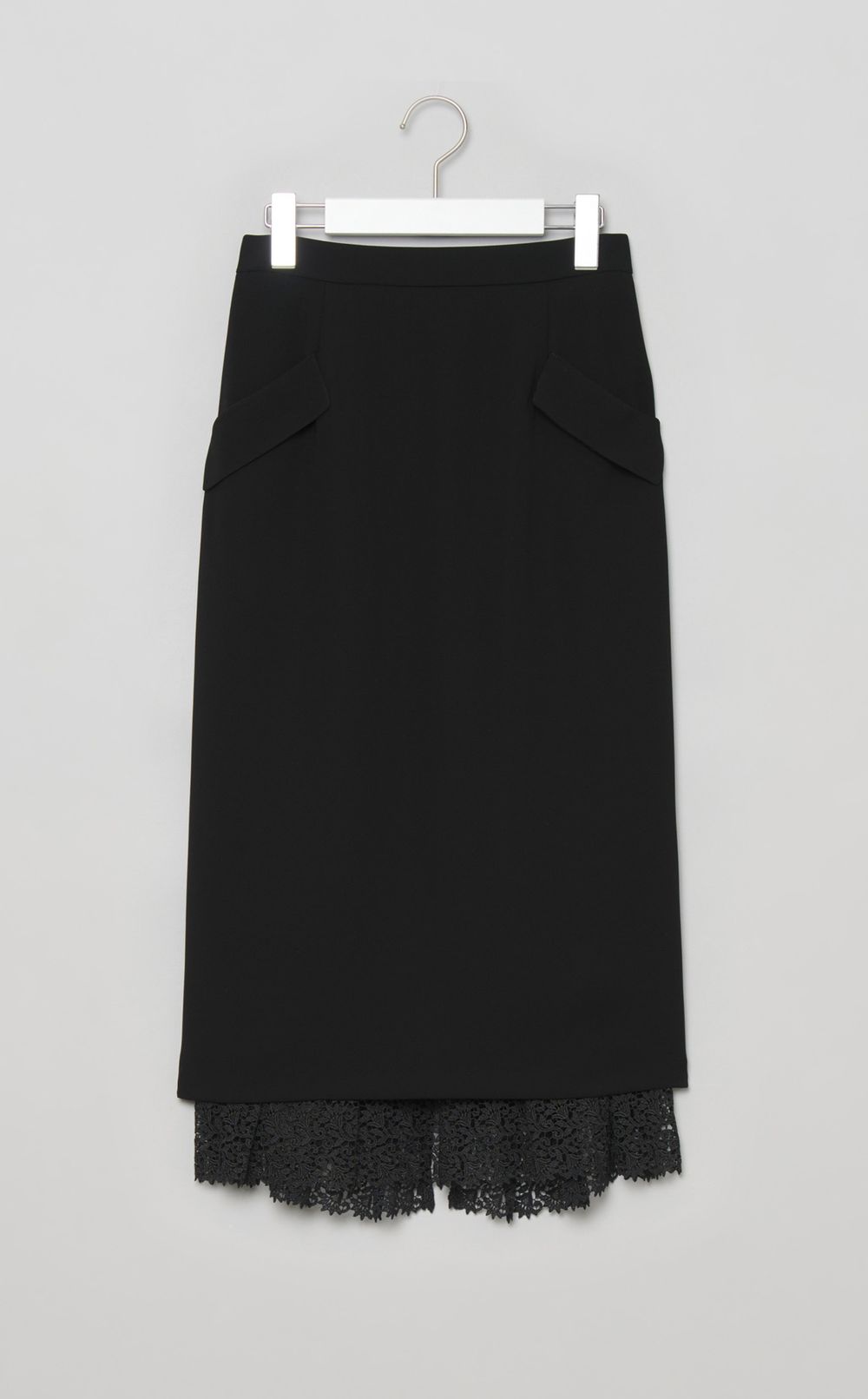 レースレイヤードセミタイトスカート