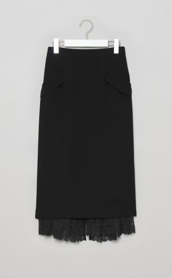 レースレイヤードセミタイトスカート