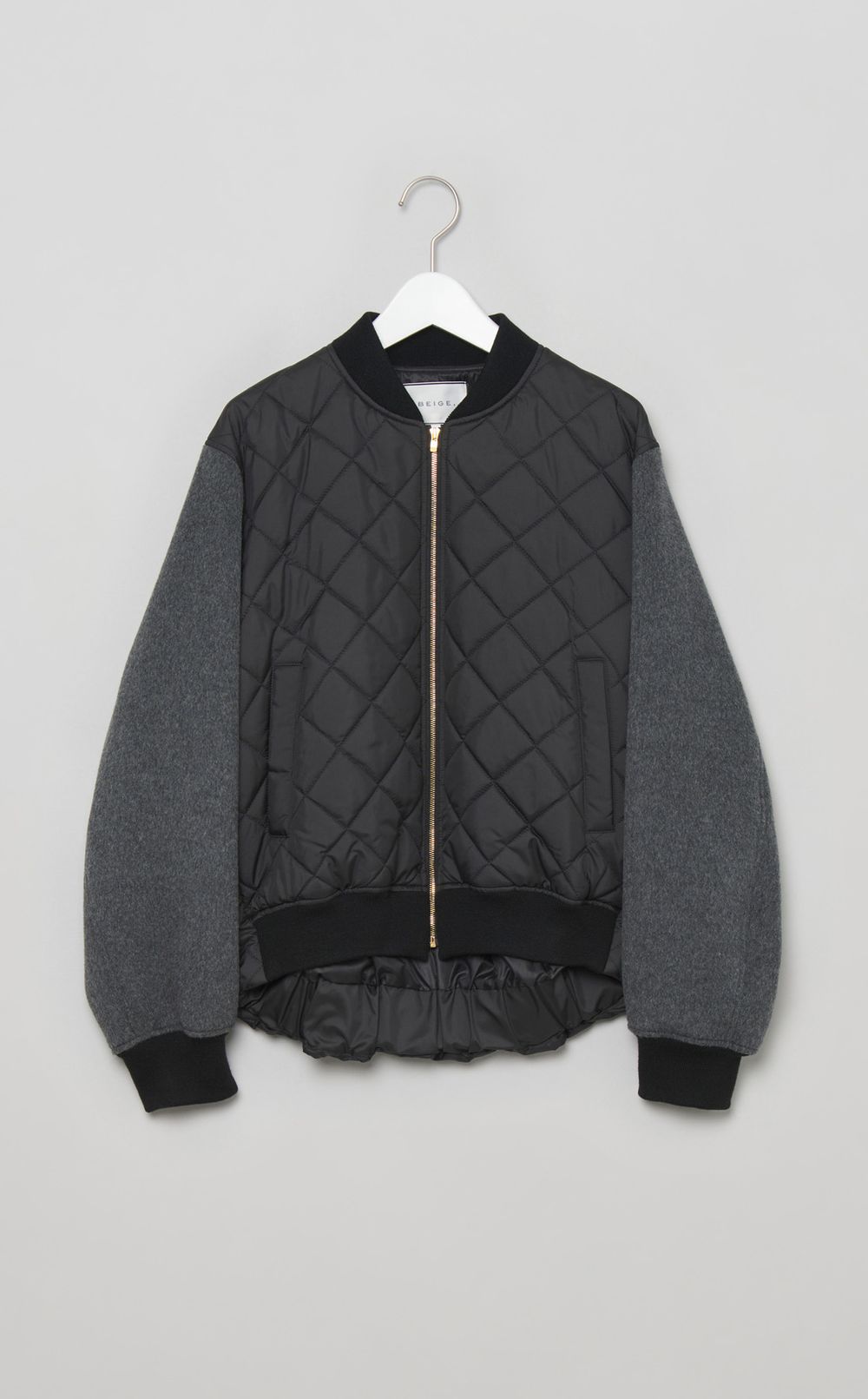 異素材ウールキルティングブルゾン