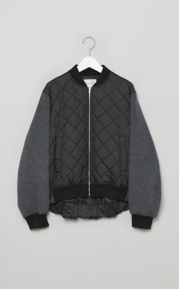 異素材ウールキルティングブルゾン