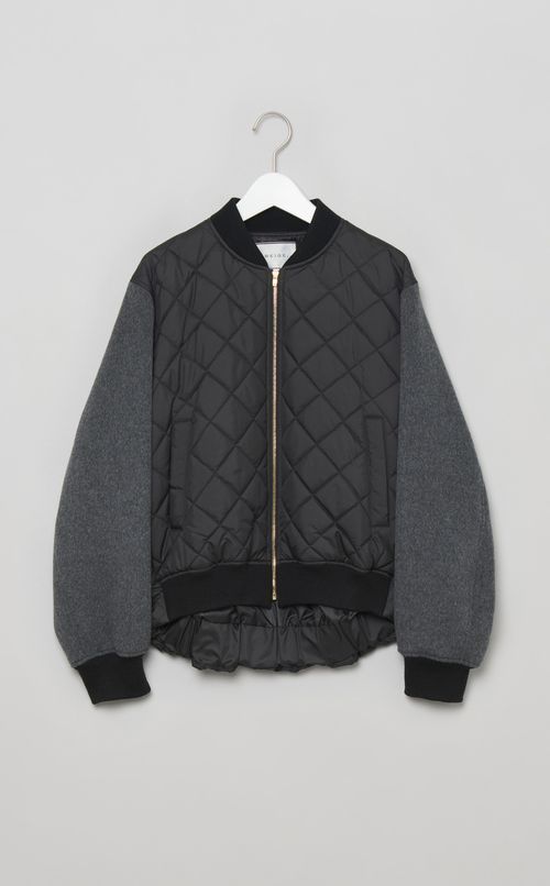 異素材ウールキルティングブルゾン
