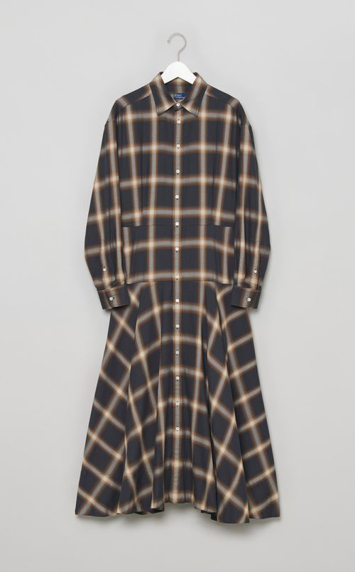 ツイルチェックシャツワンピース