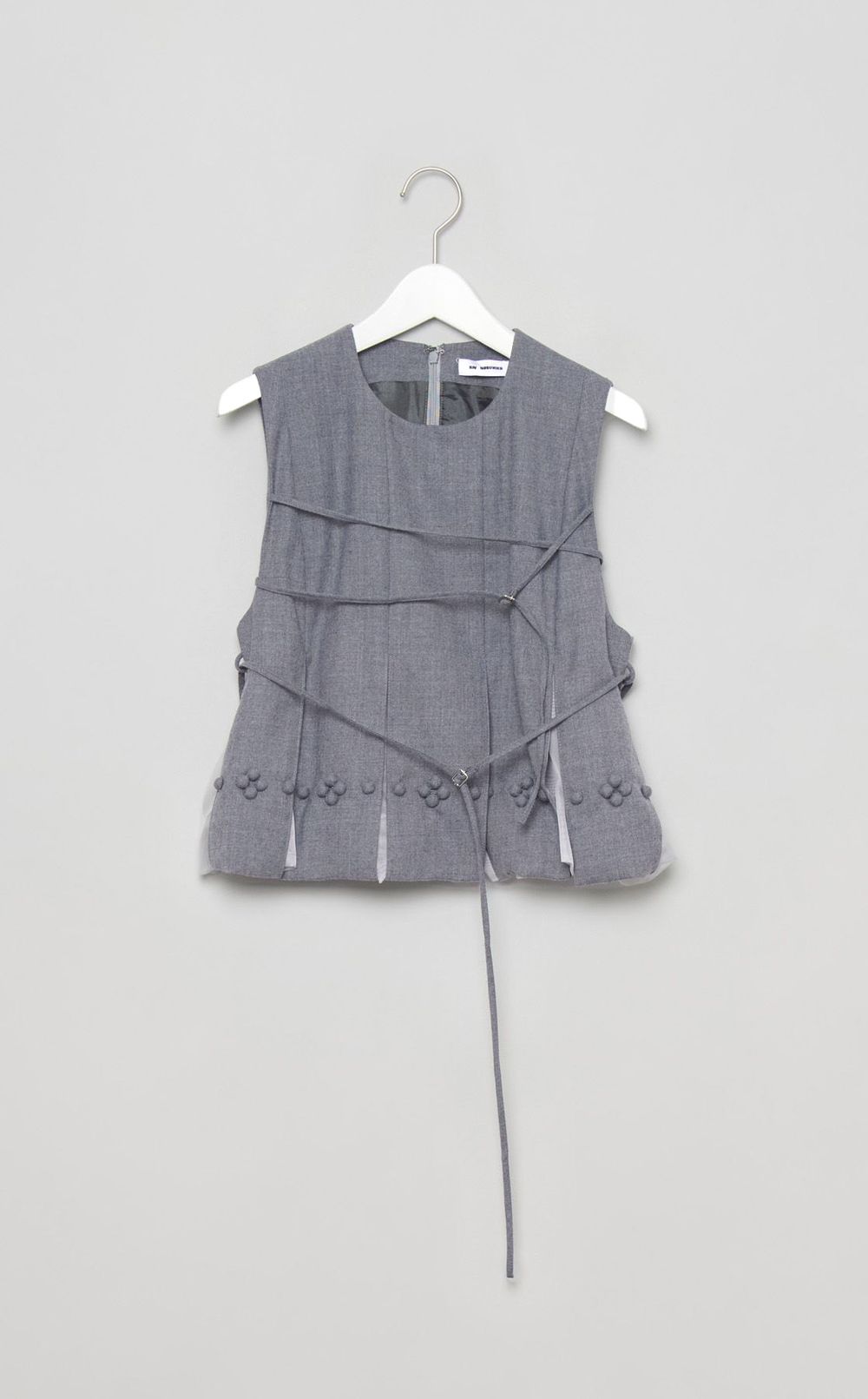 フラワーモチーフウール混バルーントップス