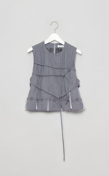 フラワーモチーフウール混バルーントップス