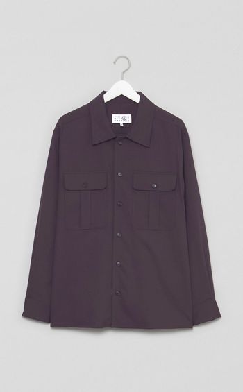 オープンカラーロングスリーブシャツ