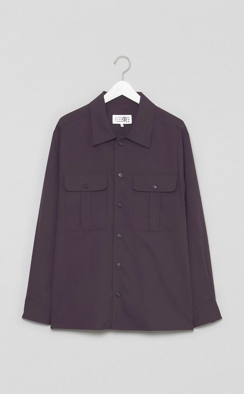 オープンカラーロングスリーブシャツ