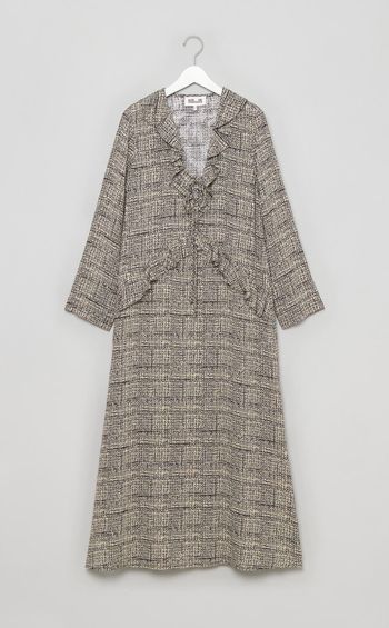 ツイルプリントフリルトリムワンピース