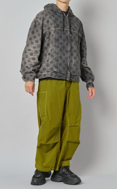 ドットデニムフーデッドジャケット