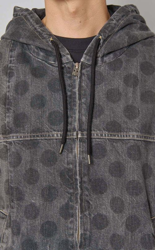 ドットデニムフーデッドジャケット