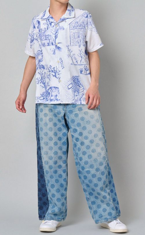 ドットデニムパンツ