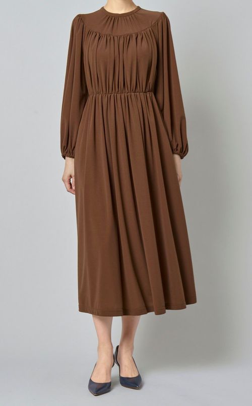 シフォンジャージーギャザードレス