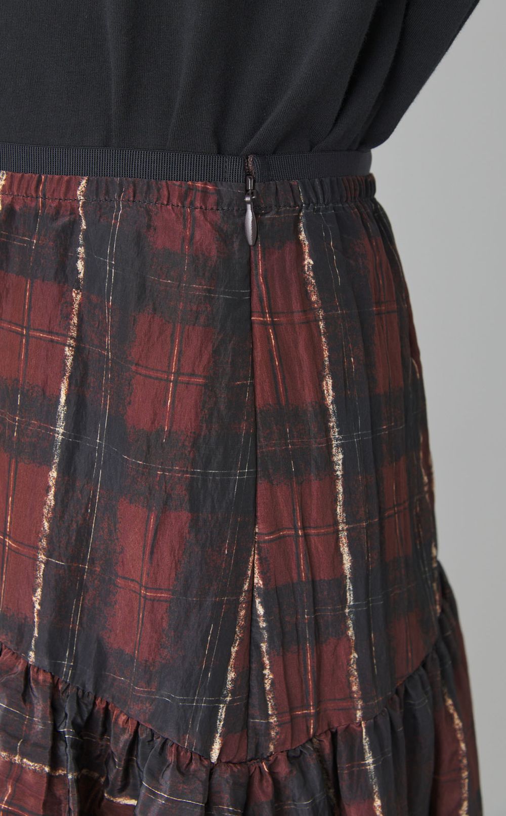 チェックプリントフリルギャザースカート