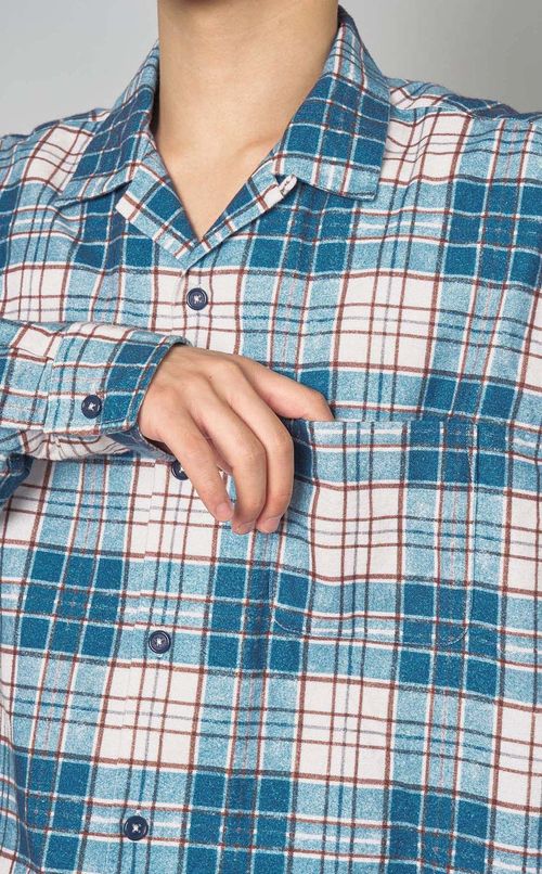 チェックプリントネルシャツ