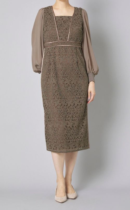 フラワーレースドッキングドレス