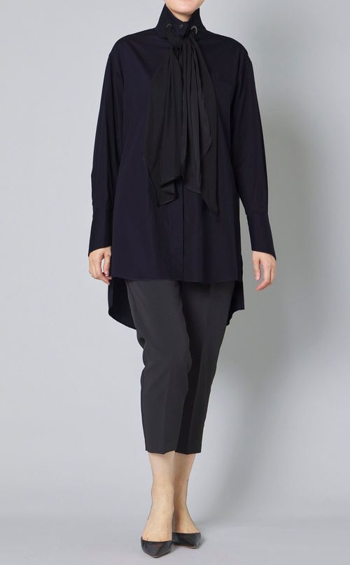 スタンドネックボウタイシャツ