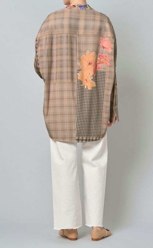 ブロックプリントラペルシャツ