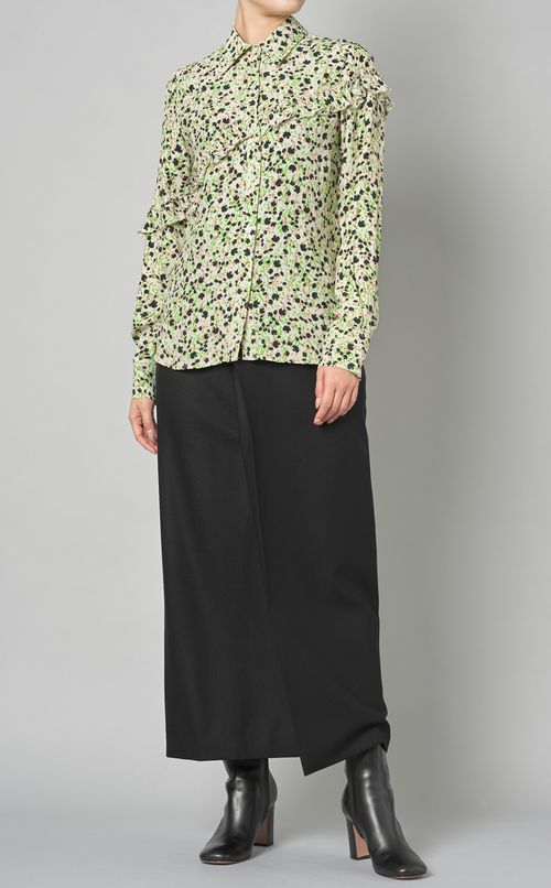 コラージュフラワープリントブラウス