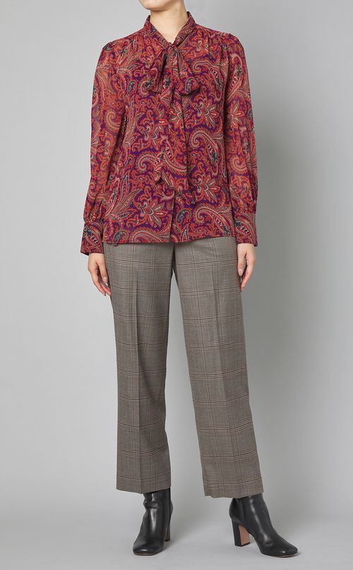 ペイズリープリントボウタイブラウス