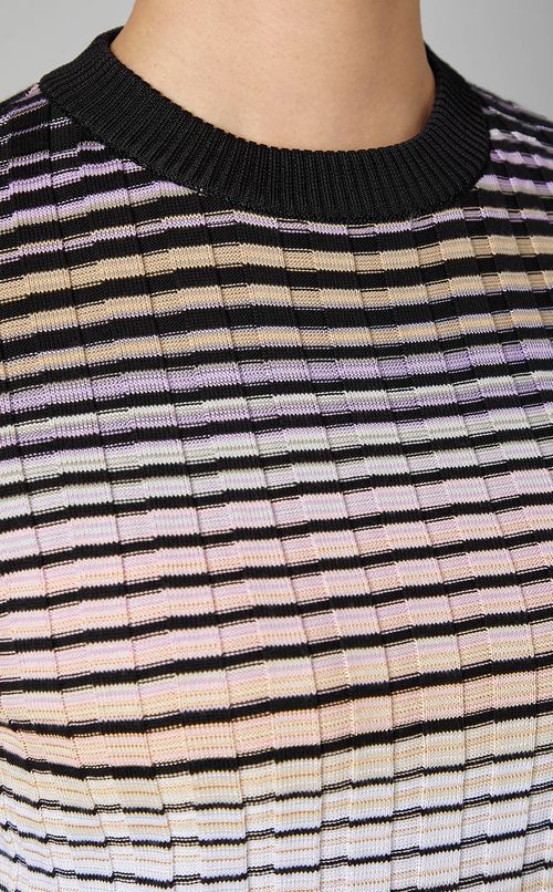 コットンマルチボーダーニットトップス