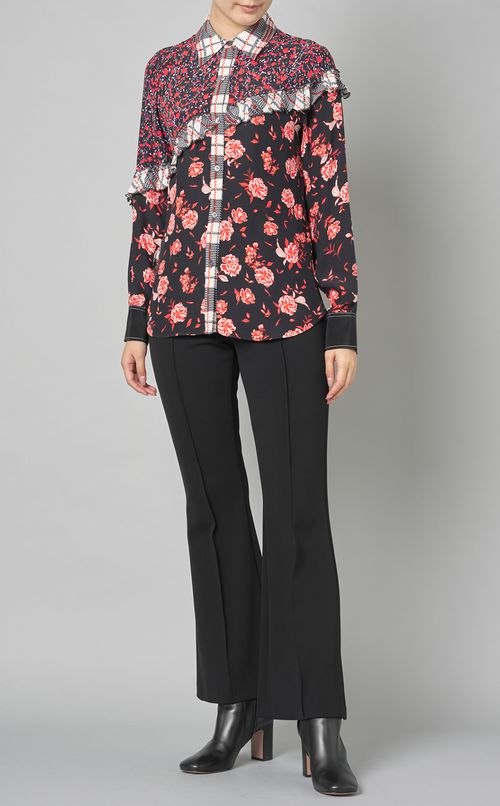 コラージュフラワープリントブラウス