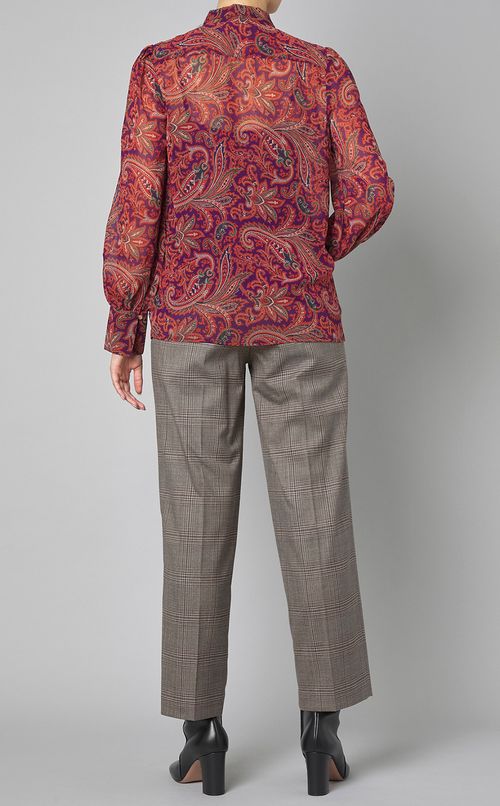 ペイズリープリントボウタイブラウス