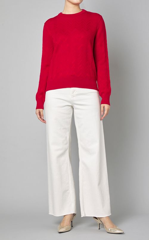 ジグザグクルーネックニッ卜プルオーバー