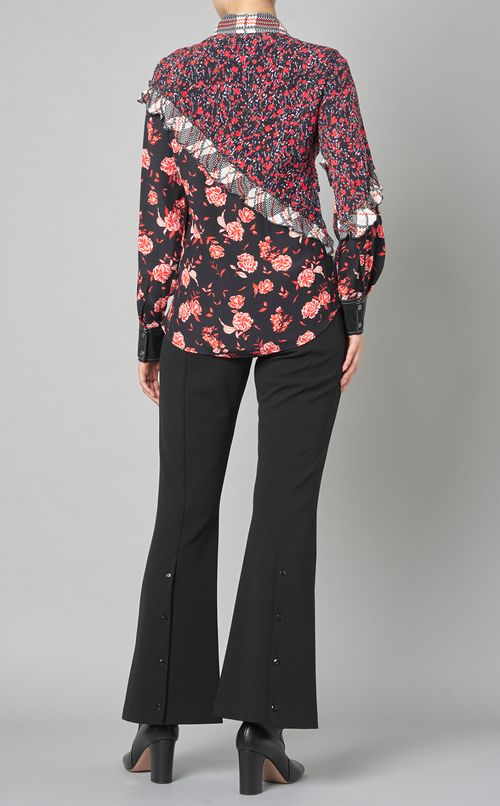 コラージュフラワープリントブラウス