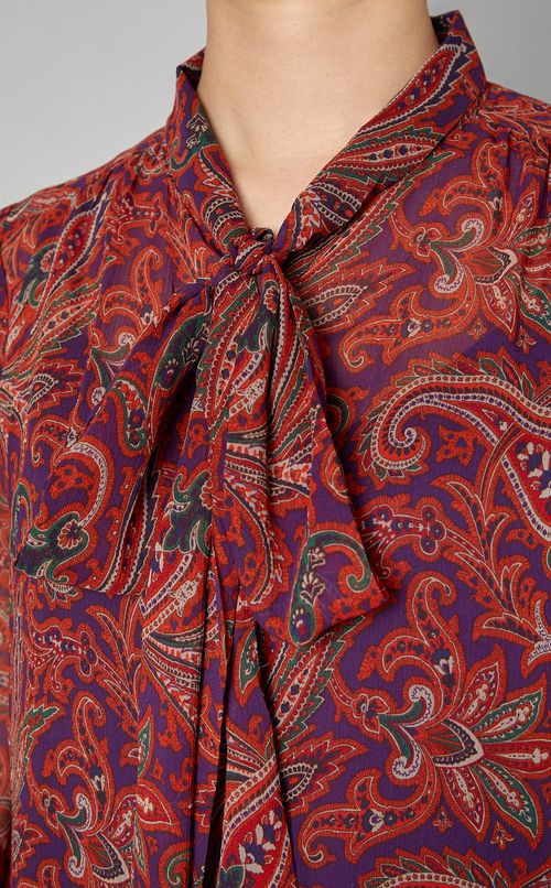 ペイズリープリントボウタイブラウス