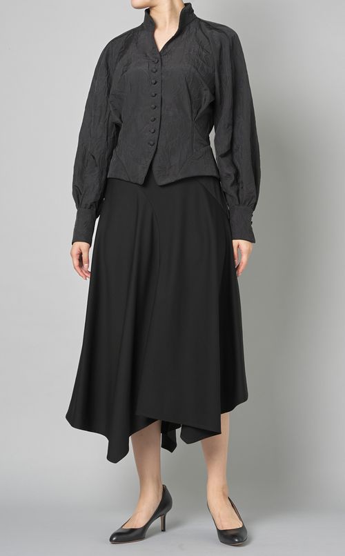 リップル加工ウエストシャイプブラウス