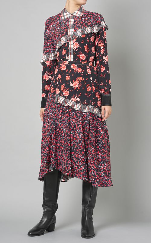 コラージュフラワープリントブラウス