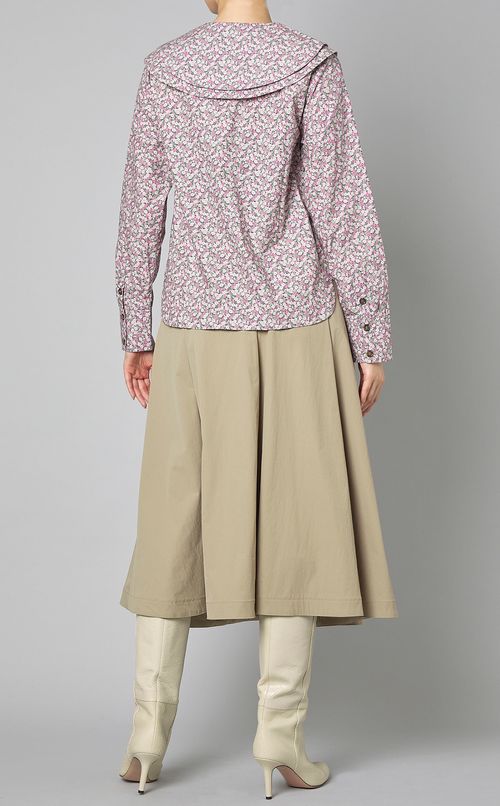 フラワープリントダブルカラーブラウス