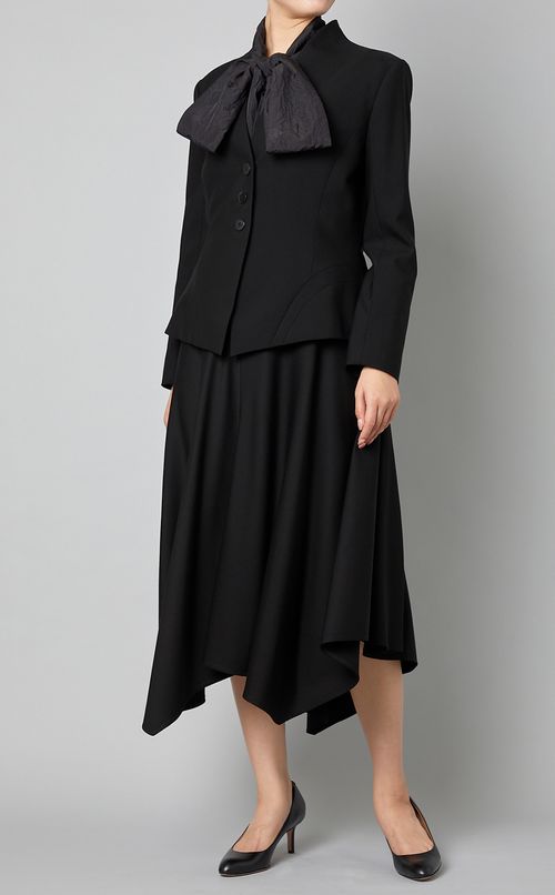 リップル加工ボウタイブラウス