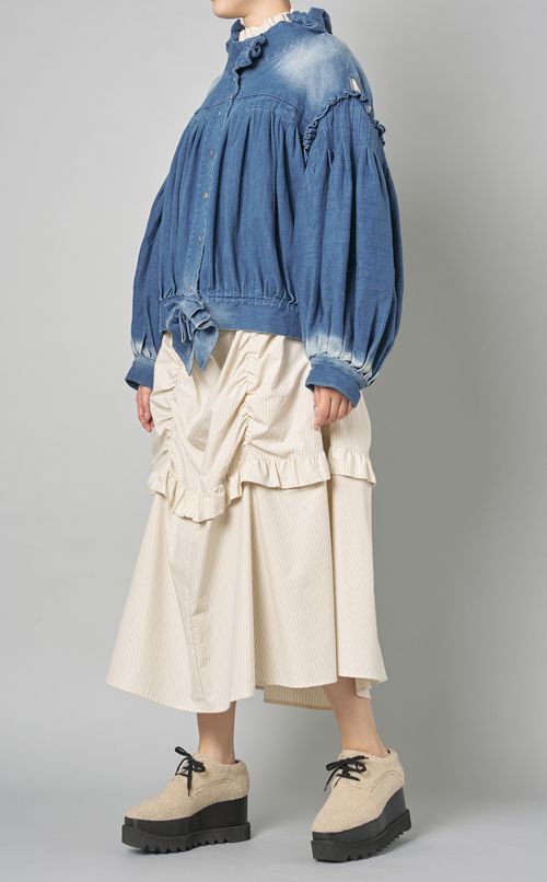 デニムラッフルリボンブルゾン