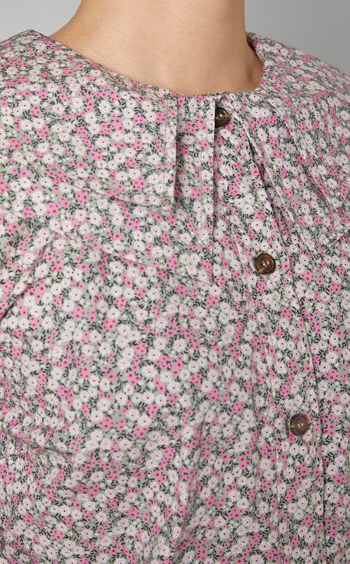 フラワープリントダブルカラーブラウス