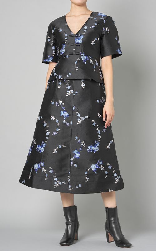 フラワージャガードウエストバンドスカート