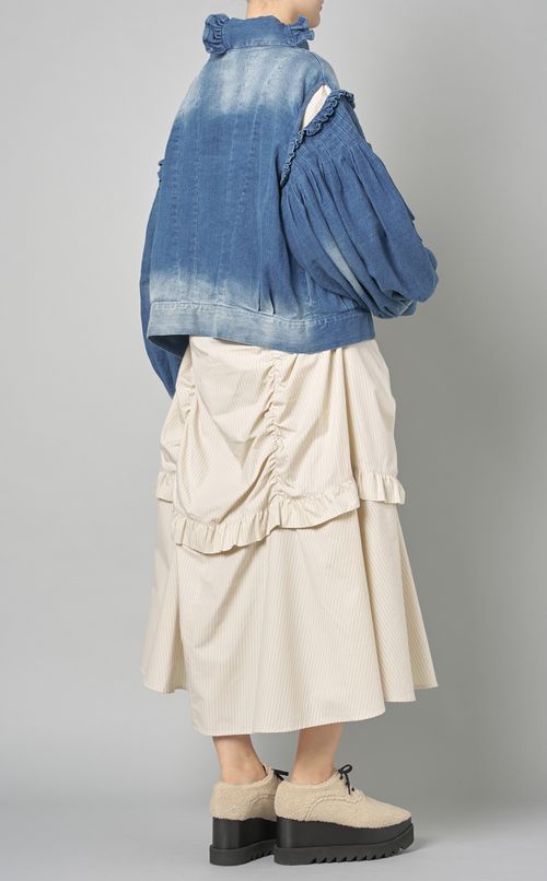 デニムラッフルリボンブルゾン