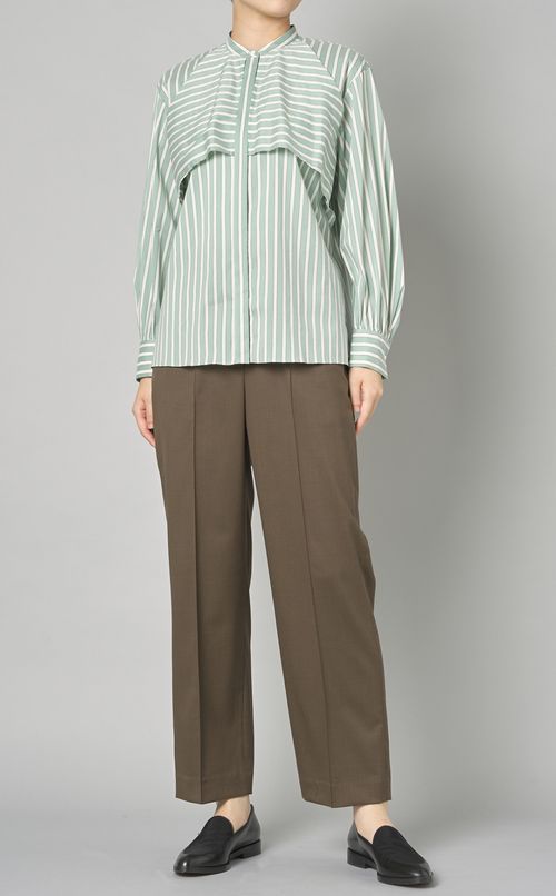 ストライプフレアヨークブラウス