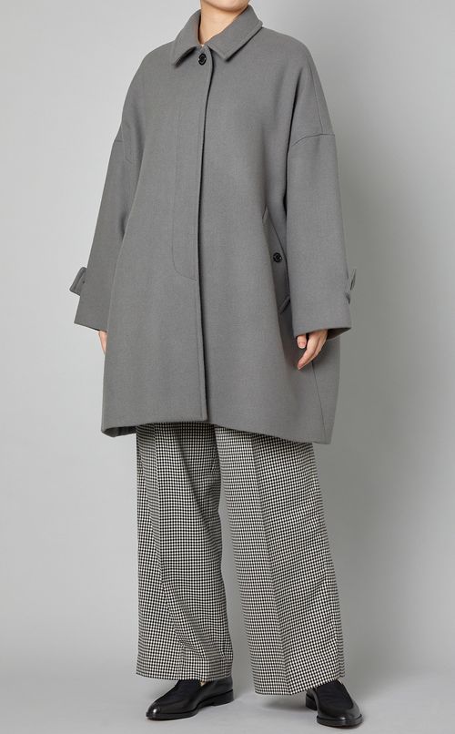 ウールメルトンシングルミディコート