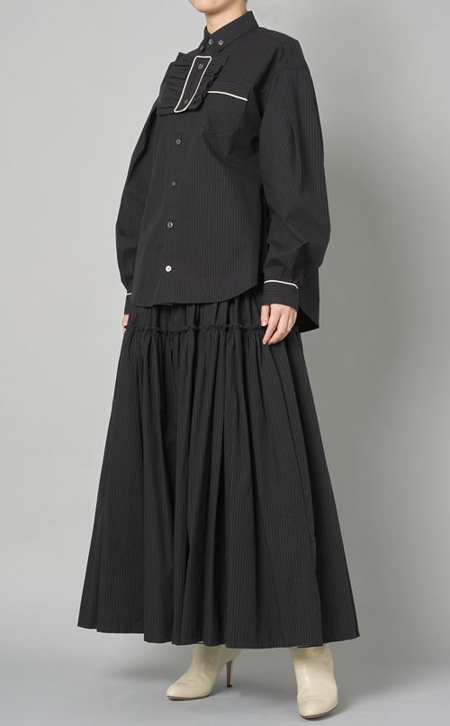 ピンストライプフリルパーツシャツ