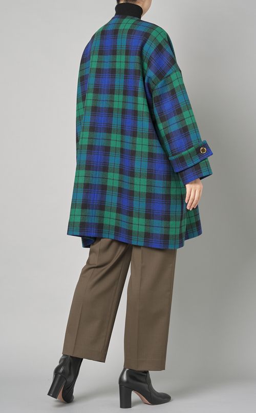 ノーカラーゴールドボタンコート