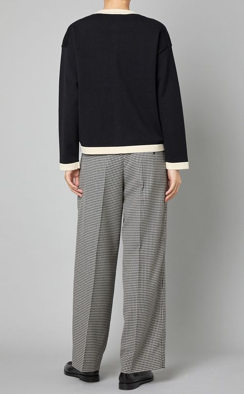 ノーカラーニットカーディガン