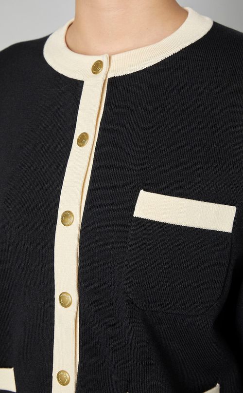 ノーカラーニットカーディガン